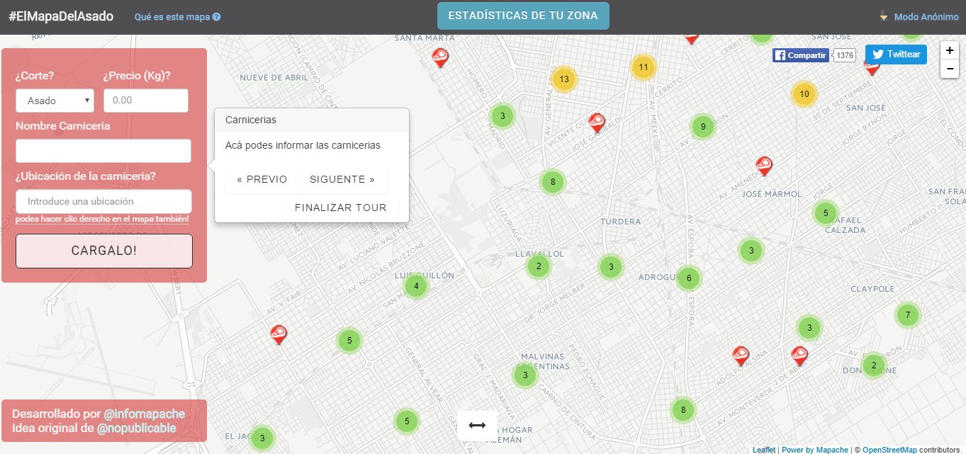 Crearon un mapa para encontrar los mejores precios del asado