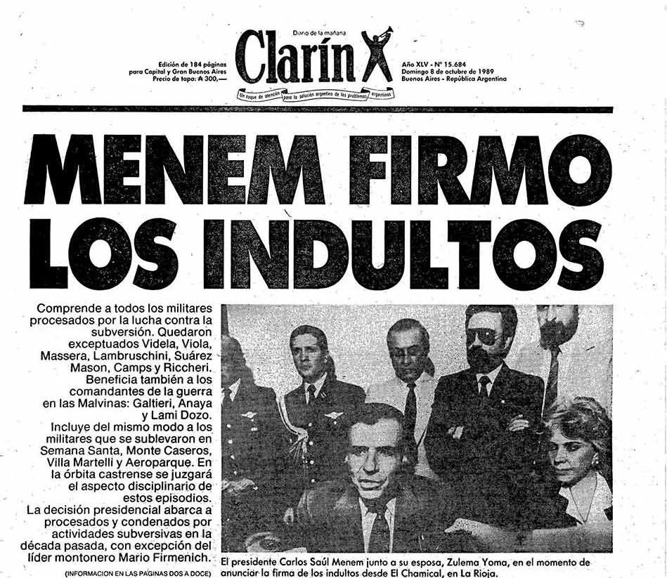 El día que Menem decretó la impunidad