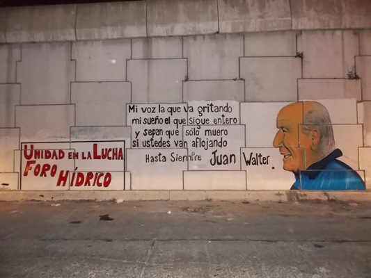 El Foro Hídrico realizó un mural para homenajear a uno de sus fundadores
