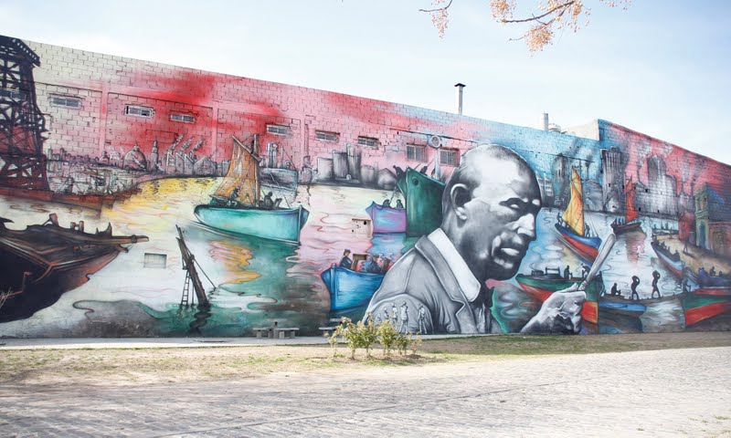 Un mural en La Boca en homenaje a Quinquela Martín